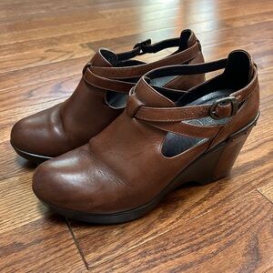 Brown Leather Women's Wedge Shoes